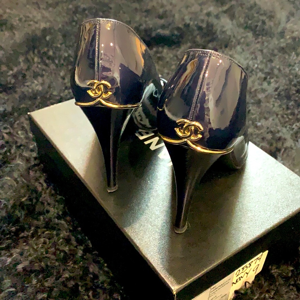 Chanel patent leather heals.